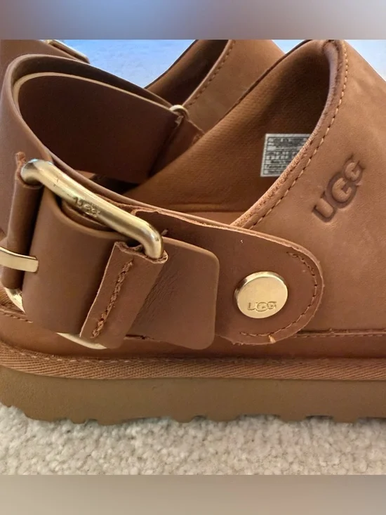 UGG Goldenstar Villa Clog – Chestnut Brown Leather Slingback – Size 8 – NEW - Picture 5 of 8